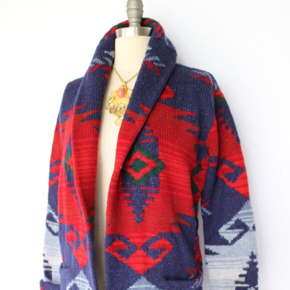 RALPH LAUREN vintage wool Cardigan wool sweater Aztec southwestern tribal jacket - Picture 5 of 10